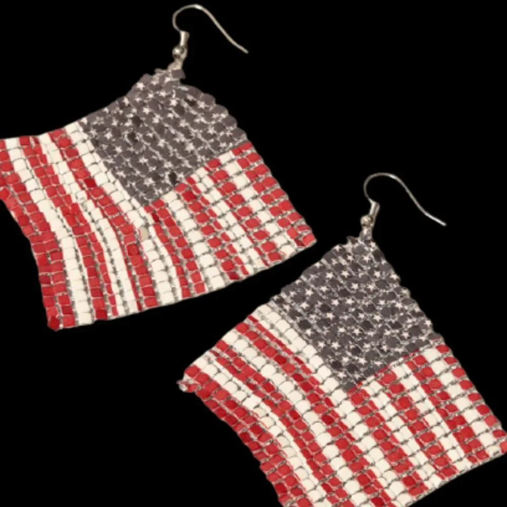 USA Flag Earrings Drop Dangle New 4th of July Patriot